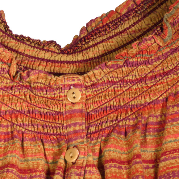 Lauren Ralph Lauren Knit Top Womens Size M Brown Smocked Button Detail Boho - Picture 6 of 10